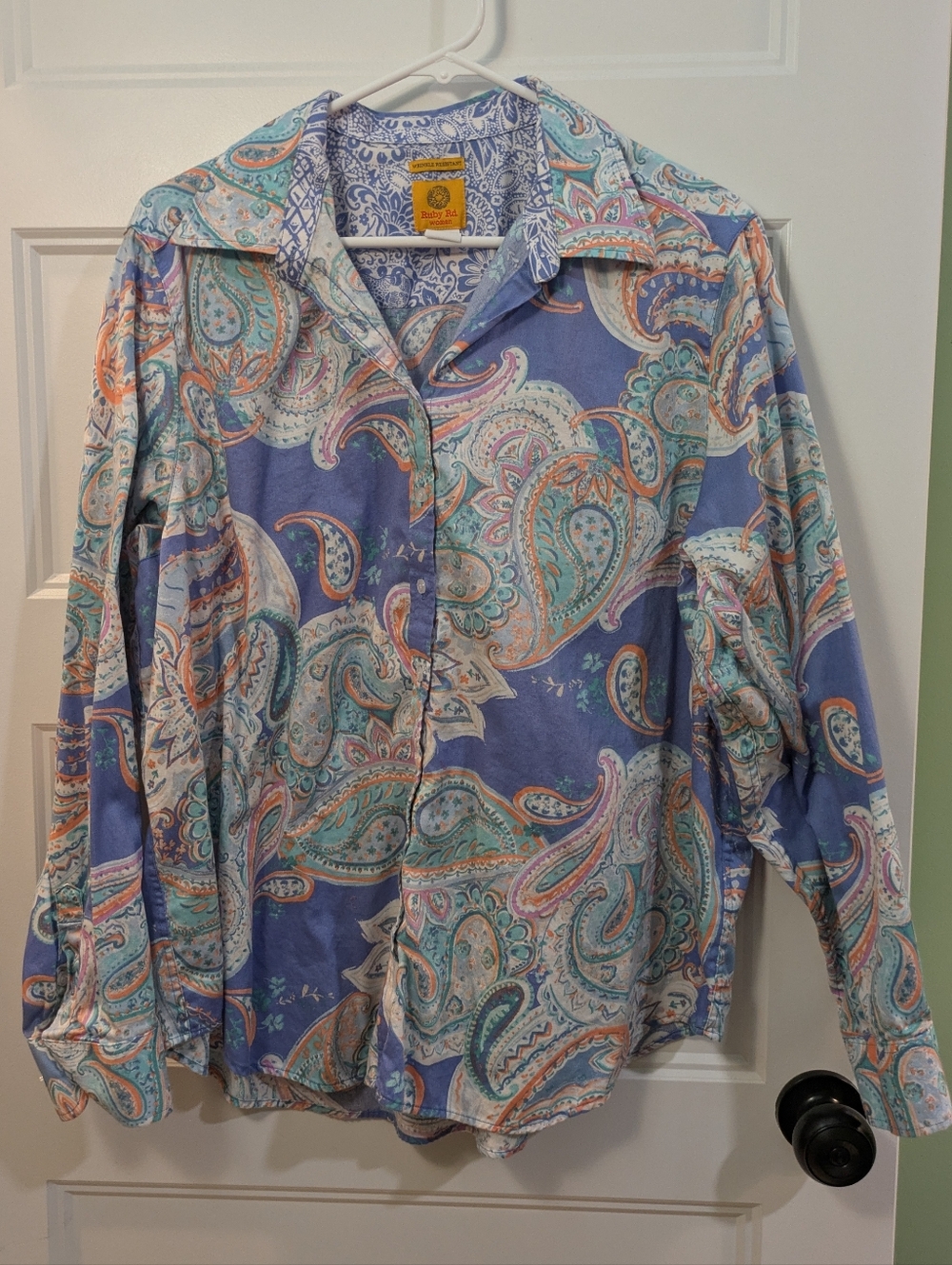Ruby Rd. Paisley, Periwinkle, Button-Up Shirt